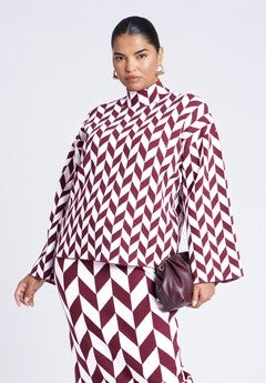 Mock Neck Intarsia Sweater