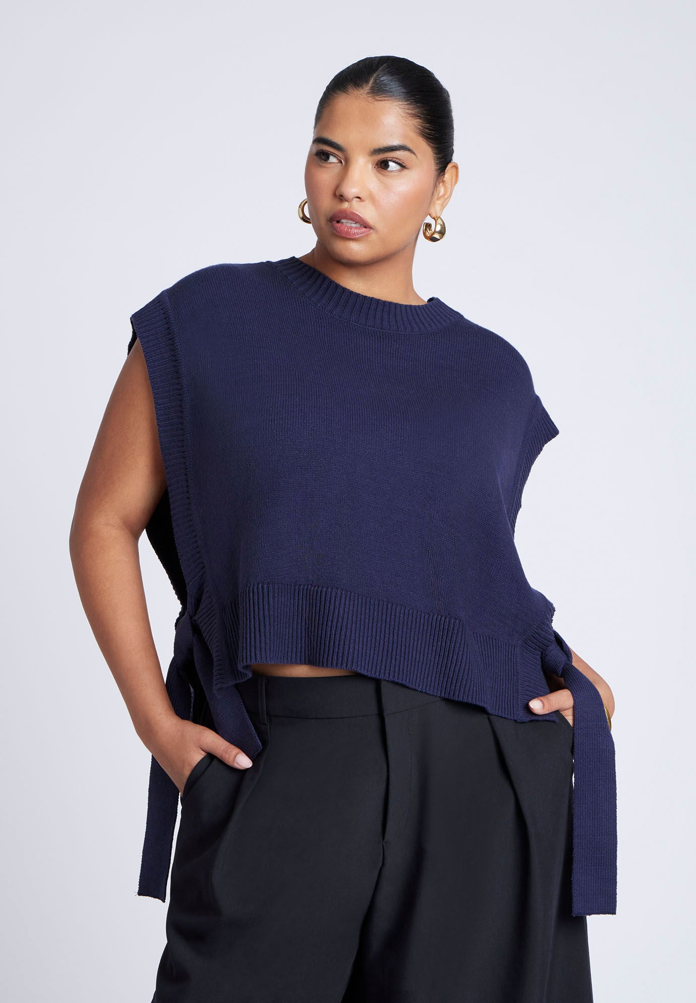 売れ筋商品|||エロクイ カットソー トップス レディース Women's Boxy Three Quarter Sleeve Turtleneck Storm blue Boxy Turtleneck Sweater with Three Quarter Sleeves, Storm