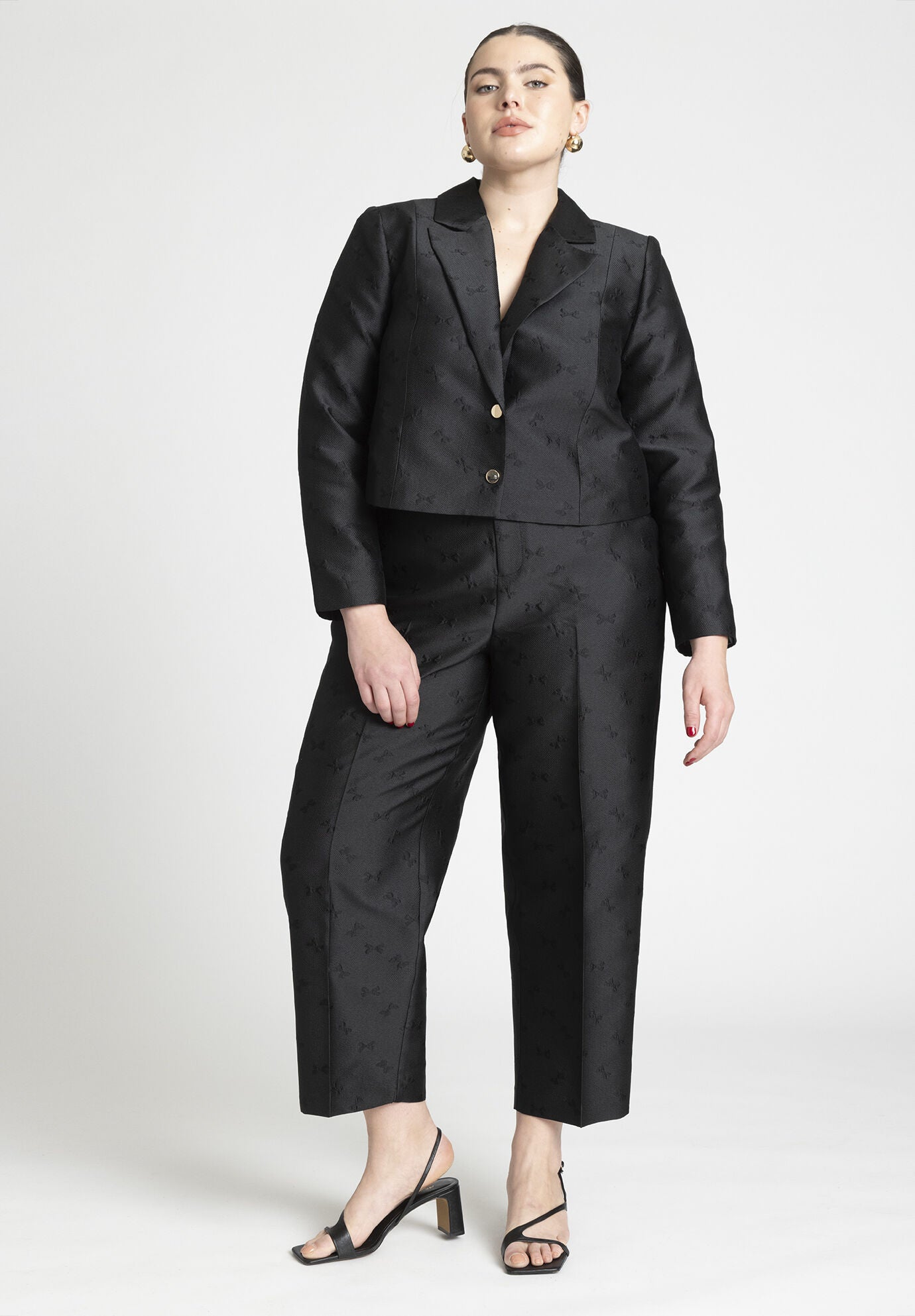 Tailored High Rise Jacquard Ankle Pant, 4480109 | Eloquii