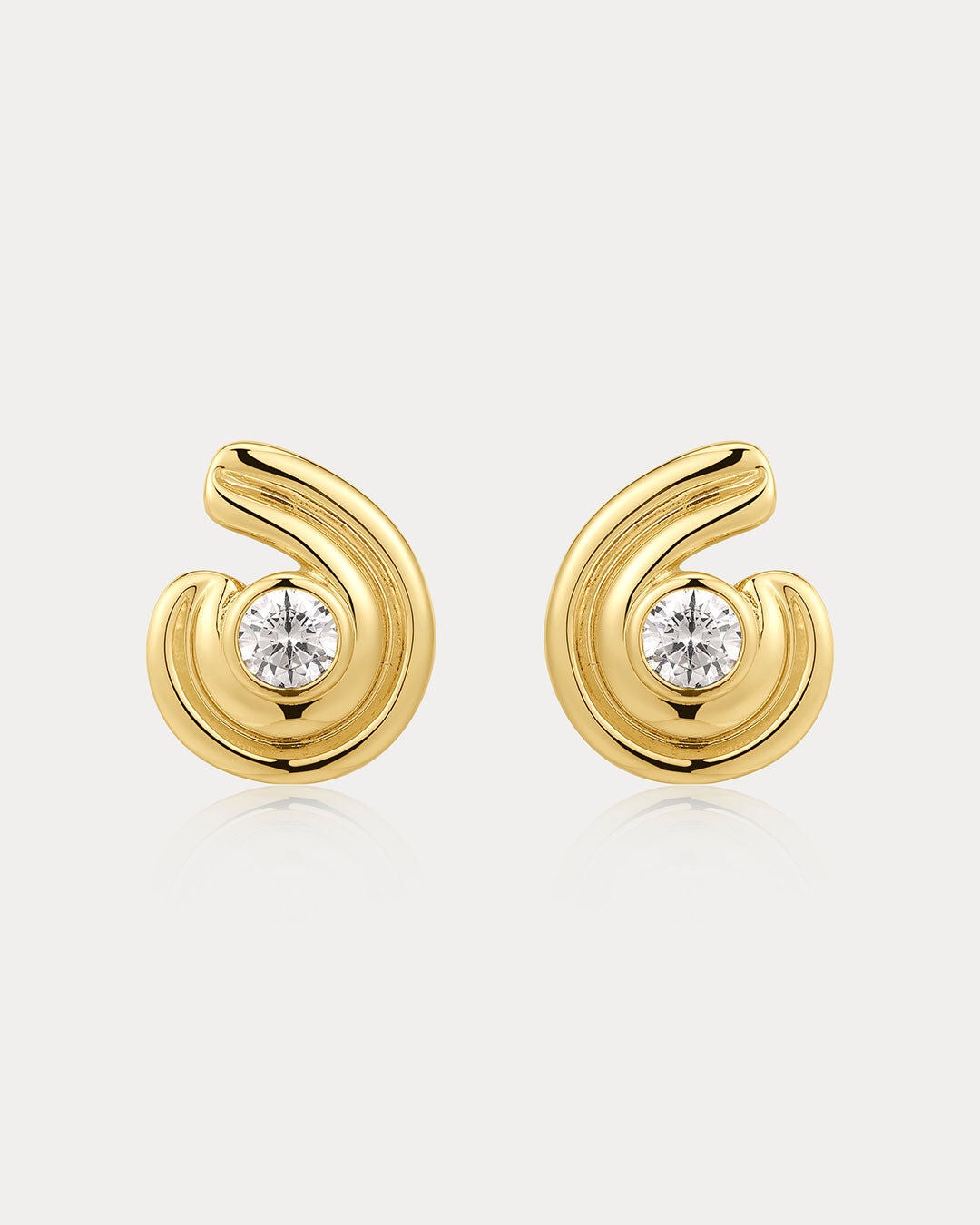 The Wave Bezel Twist Studs, GOLD, hi-res image number 0