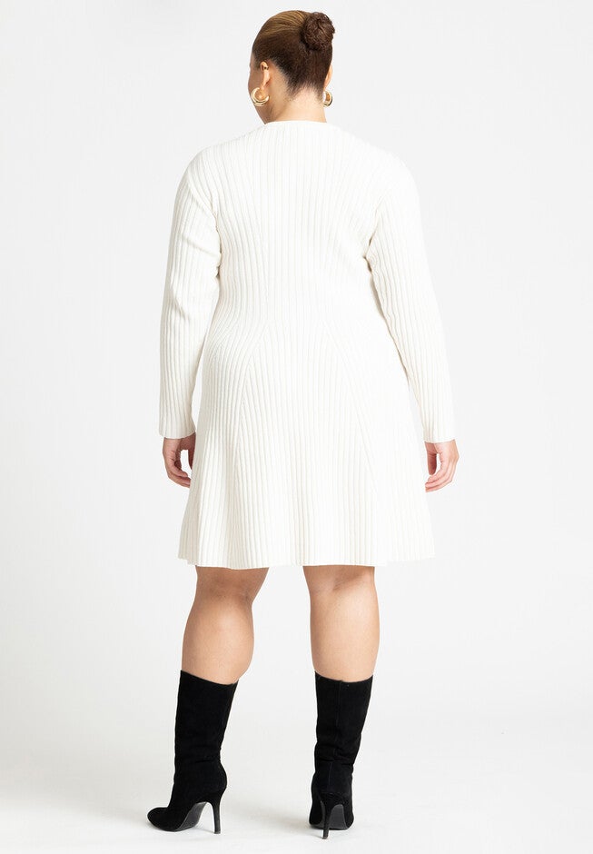 Mini Rib Fit & Flare Dress, CREAM, on-hover image number null