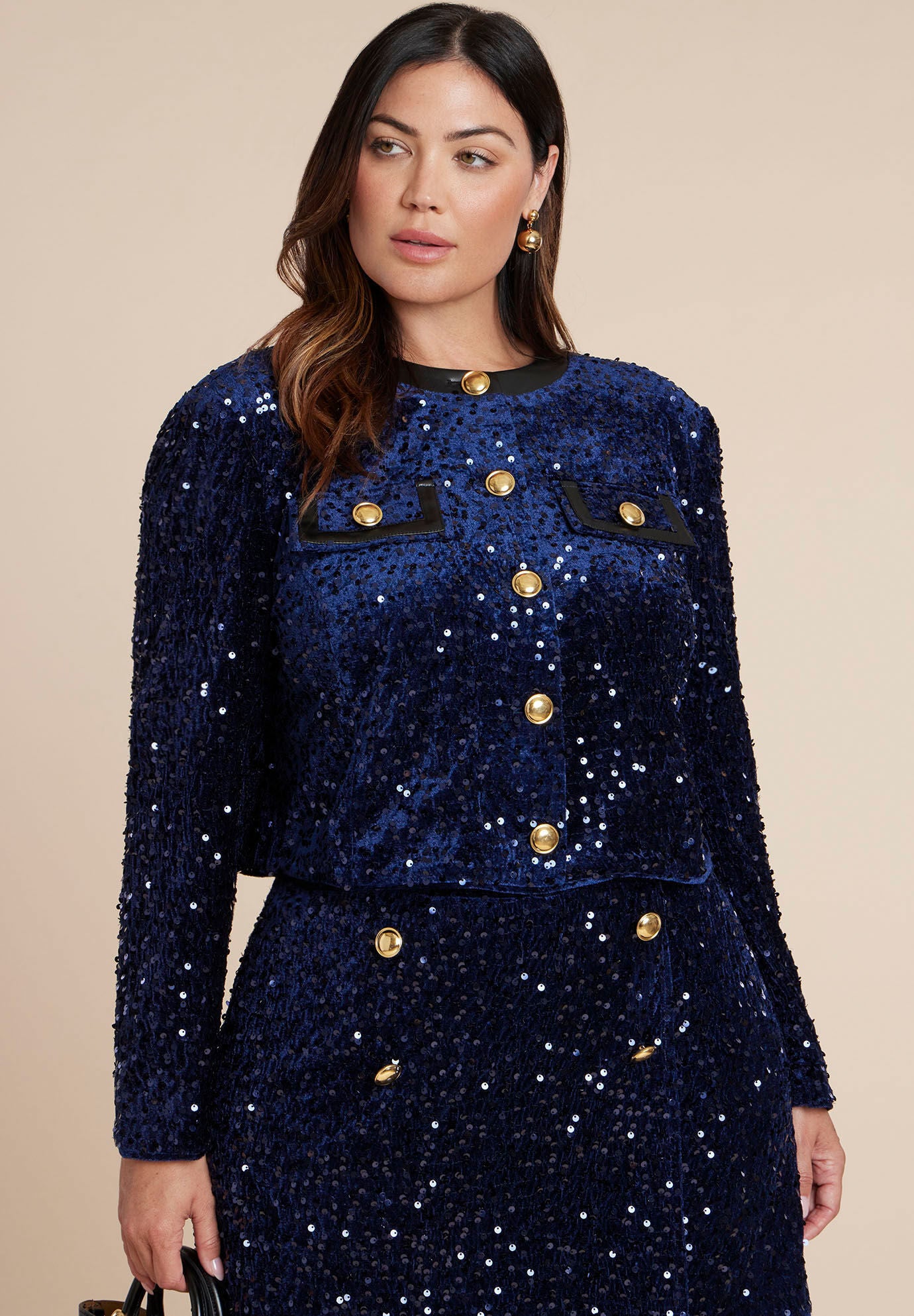 Sequin Velvet Jacket, RICH NAVY, hi-res image number 0