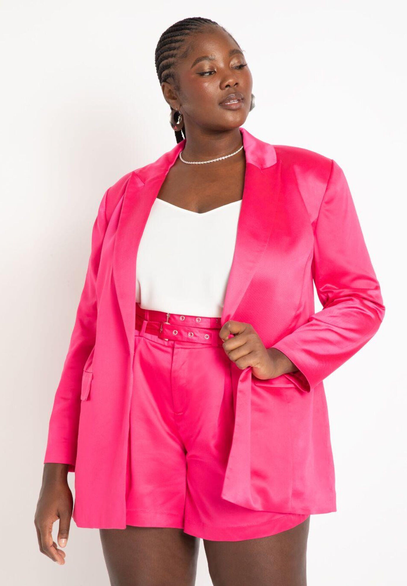 Satin blazer sale set