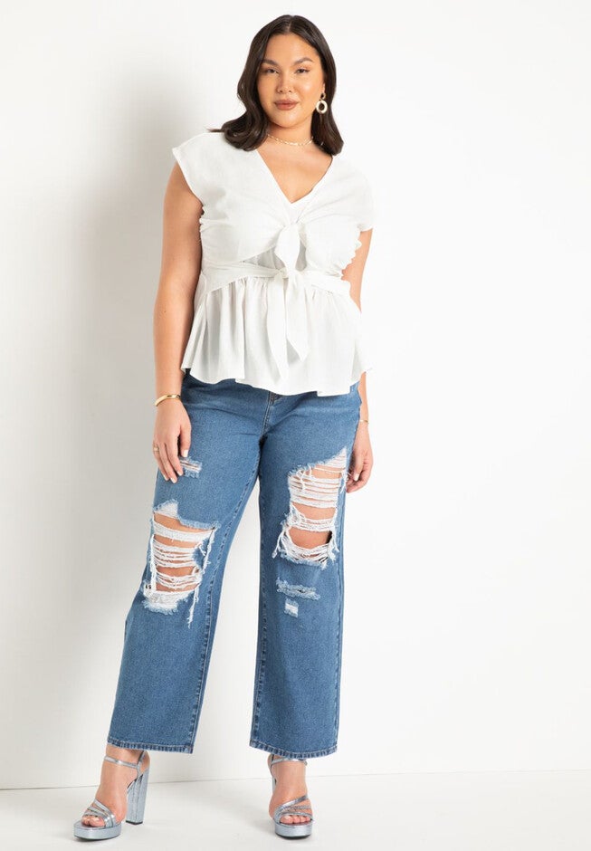 Ultra Distressed Straight Leg Jean, , alternate image number null
