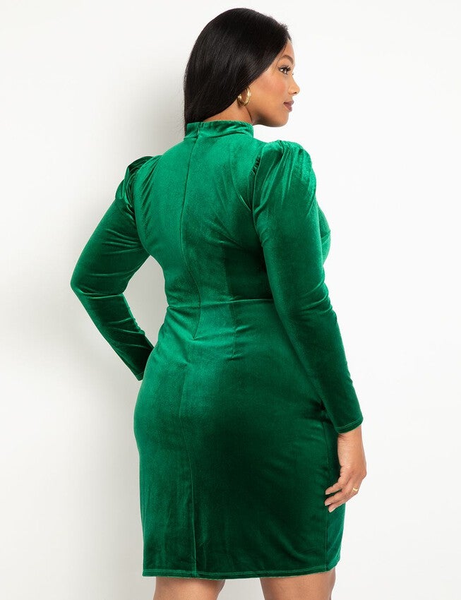 Velvet Mini Dress with Wrap Skirt, AVENTURINE, alternate image number null