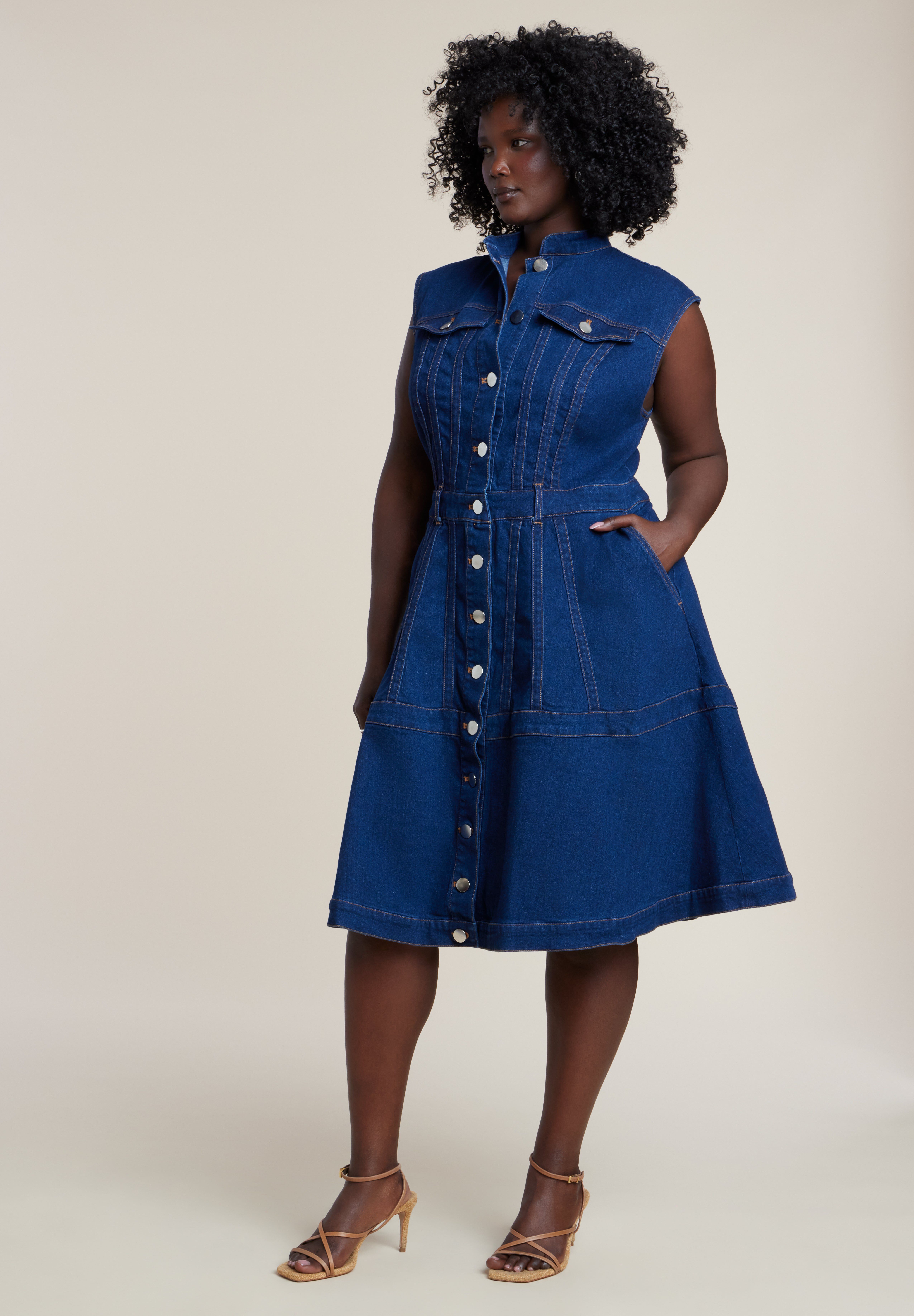 fit and flare dress with pockets Blue Stretch Dress Fit Flare Dress French Connection Fit And and seaming details ELOQUII Women's Plus Size Fit