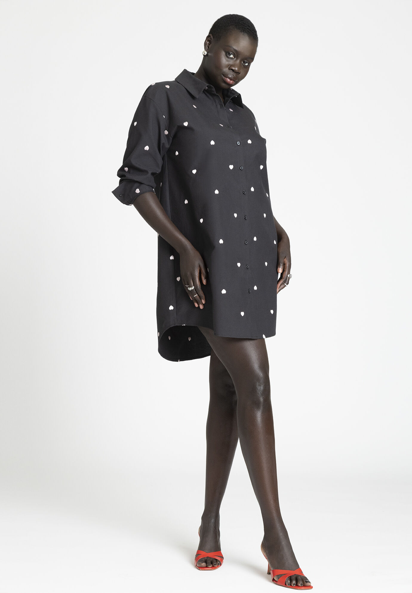 Women Embroidered Oversized Shirtdress By ( Size 14 )