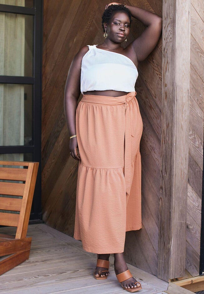 Wrap Waist Maxi Skirt, , alternate image number null