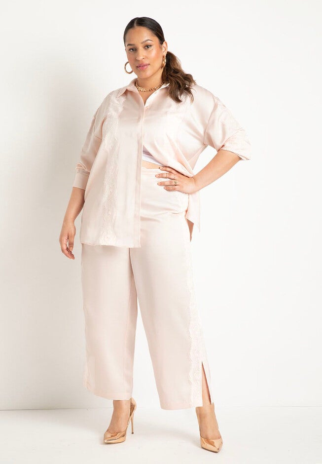 Lace Detail Satin Jacket, , alternate image number null