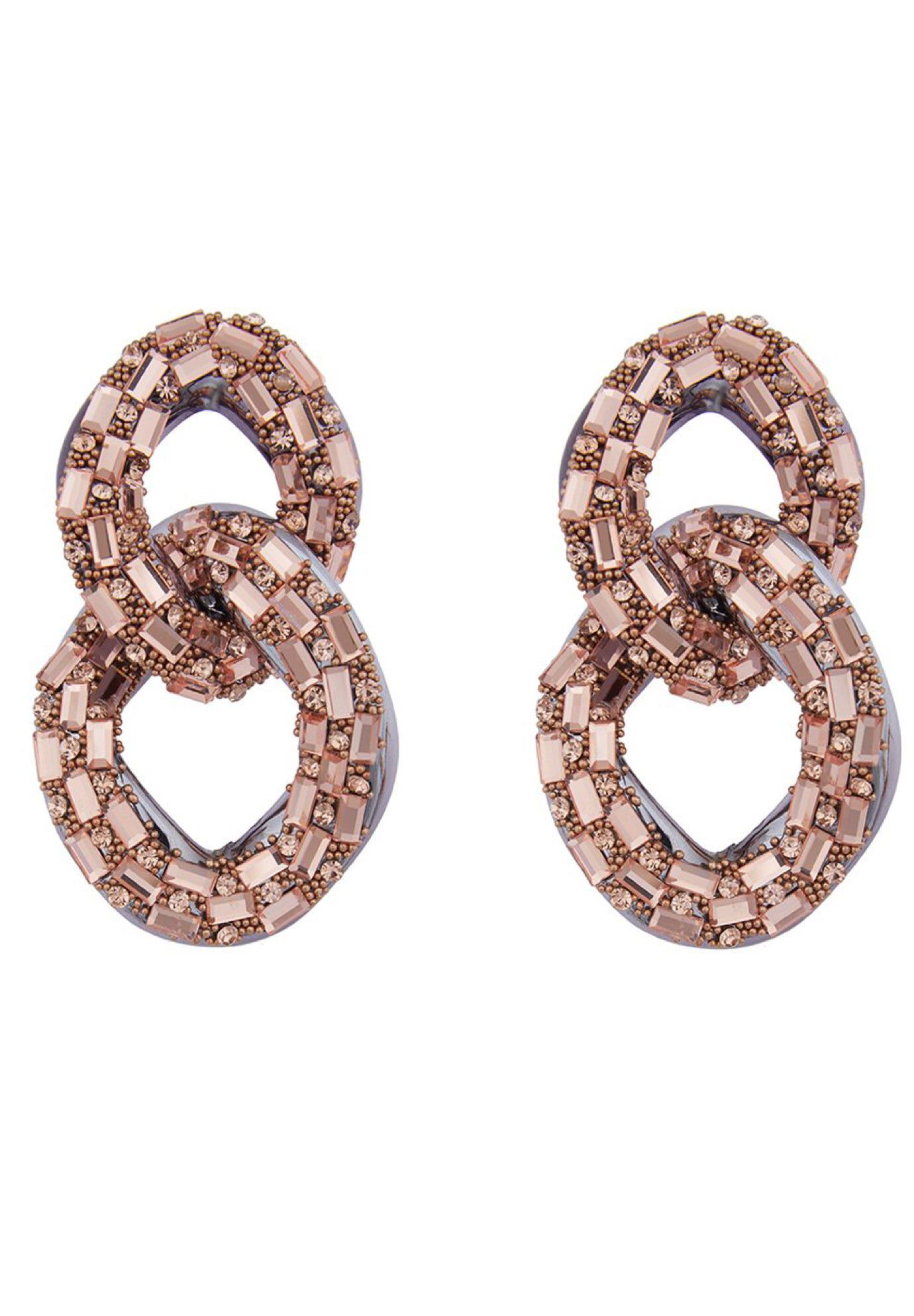 Double Link Sparkle Earrings, BRONZE, hi-res image number 0