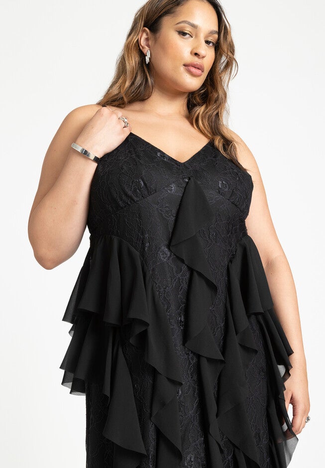 Cascade Lace Slip Dress, , alternate image number null