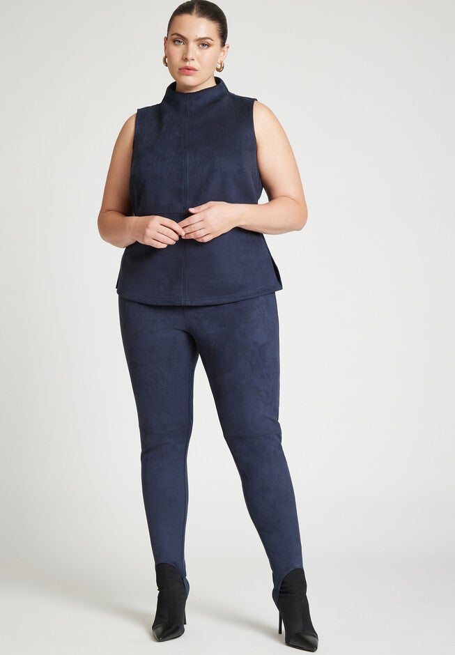 Barkwood x ELOQUII Faux Suede Ruched Neck Top, , alternate image number null