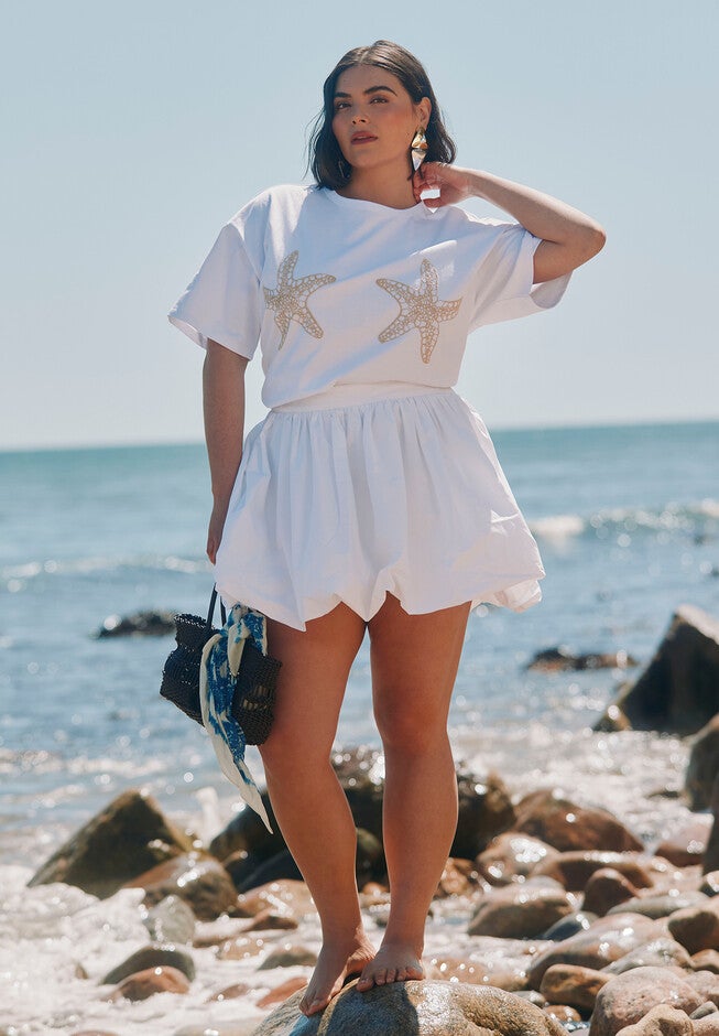 Mini Bubble Hem Skirt, BRIGHT WHITE, hi-res image number null