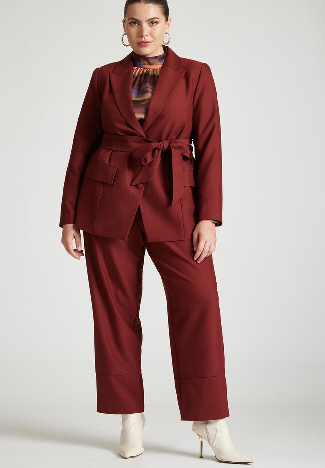 Wide Belt Single Breasted Blazer, , alternate image number null