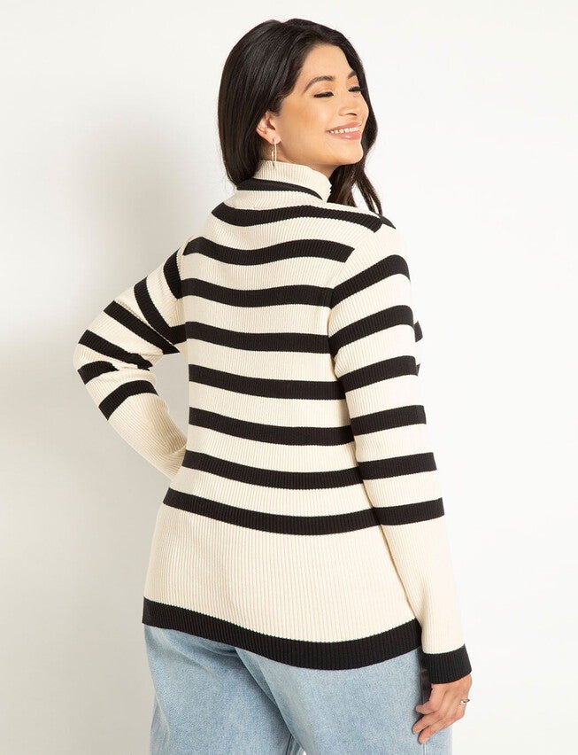 Striped Mock Neck Sweater, , on-hover image number null