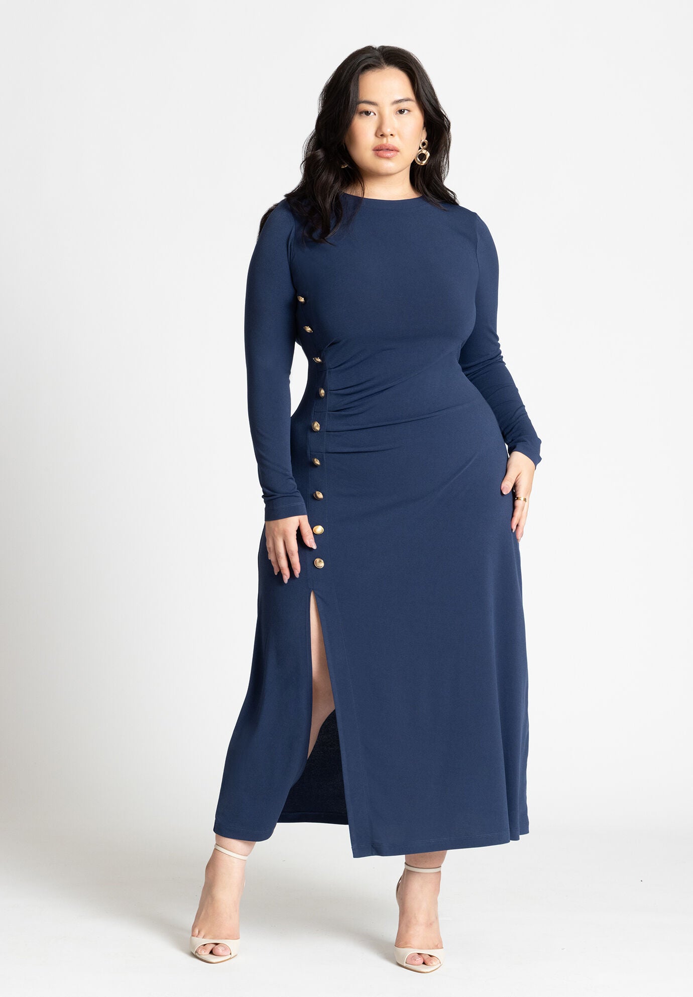 Button detail midi dress best sale