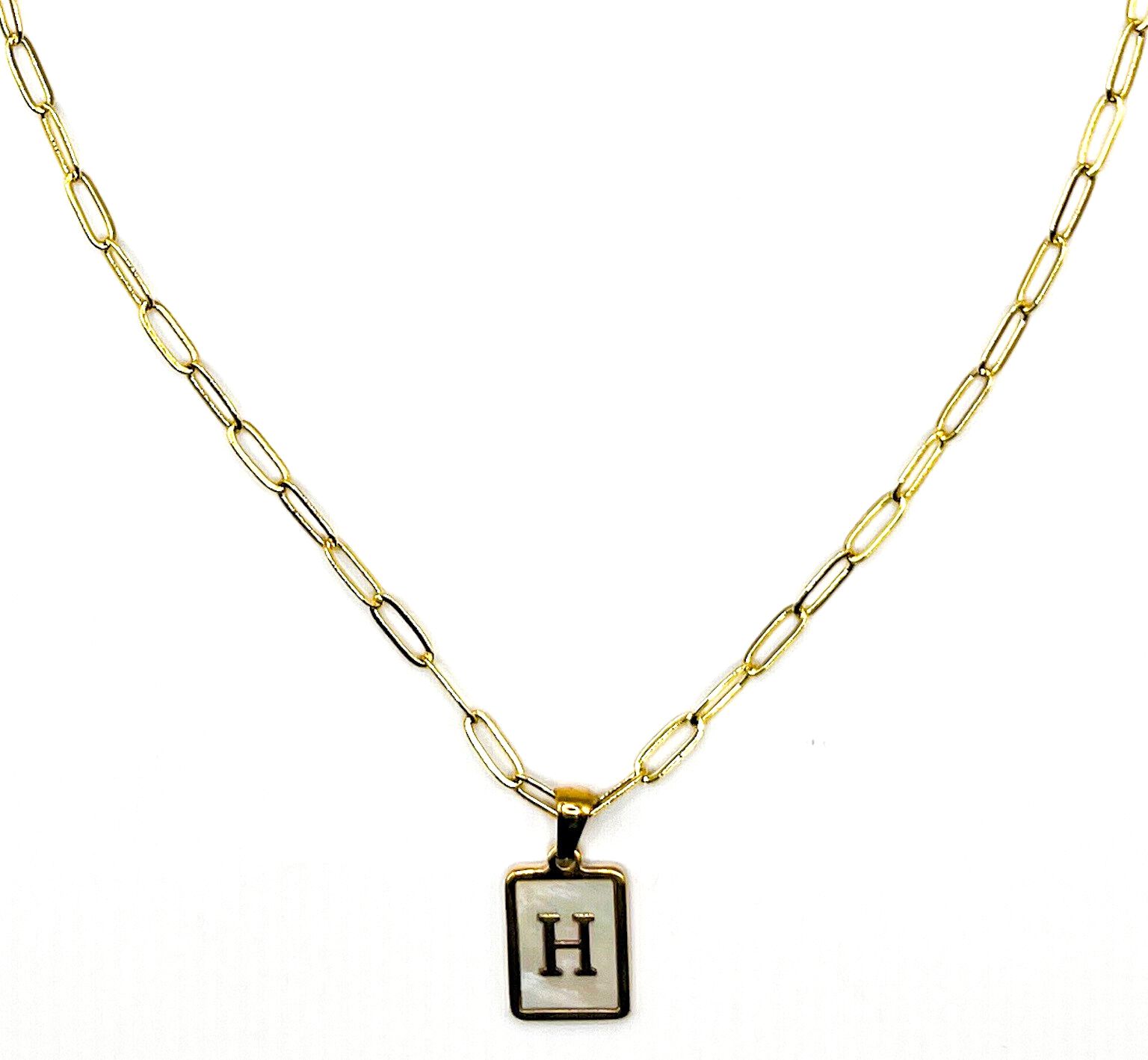 Pearlescent Initial Necklace, H, hi-res image number 0