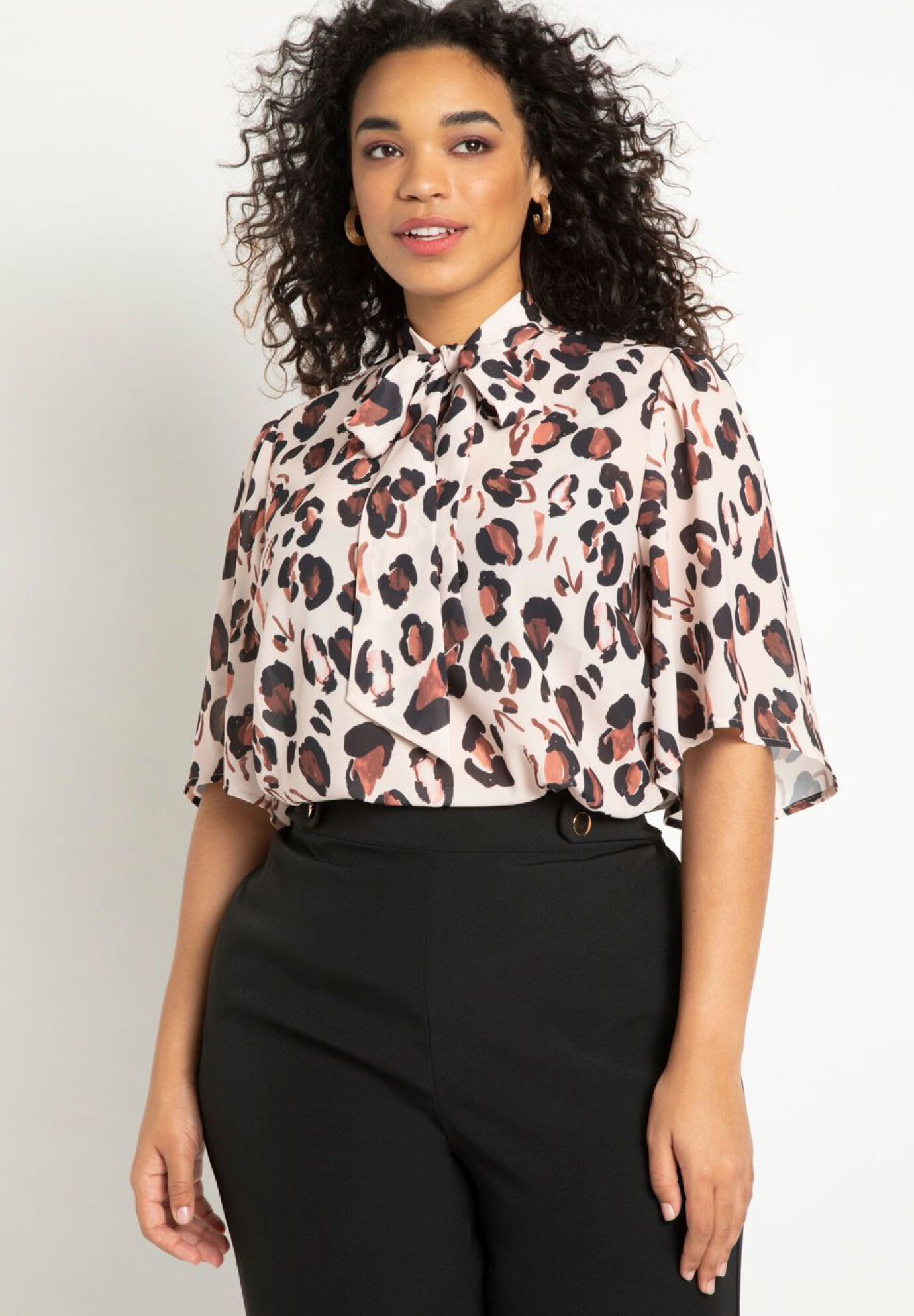 Women Bow Blouse With Flutter Sleeve By ( Size 18 )