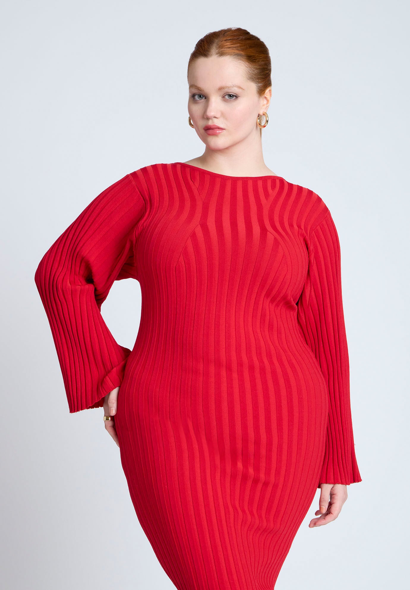Eloquii Women s Plus Size Wide Sleeve Maxi Sweater Dress 18 20 Barbados Cherry