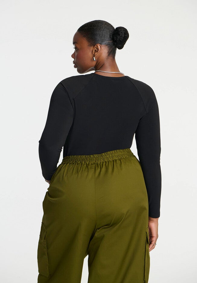 Sweetheart Neck Long Sleeve Top, BLACK ONYX, on-hover image number null
