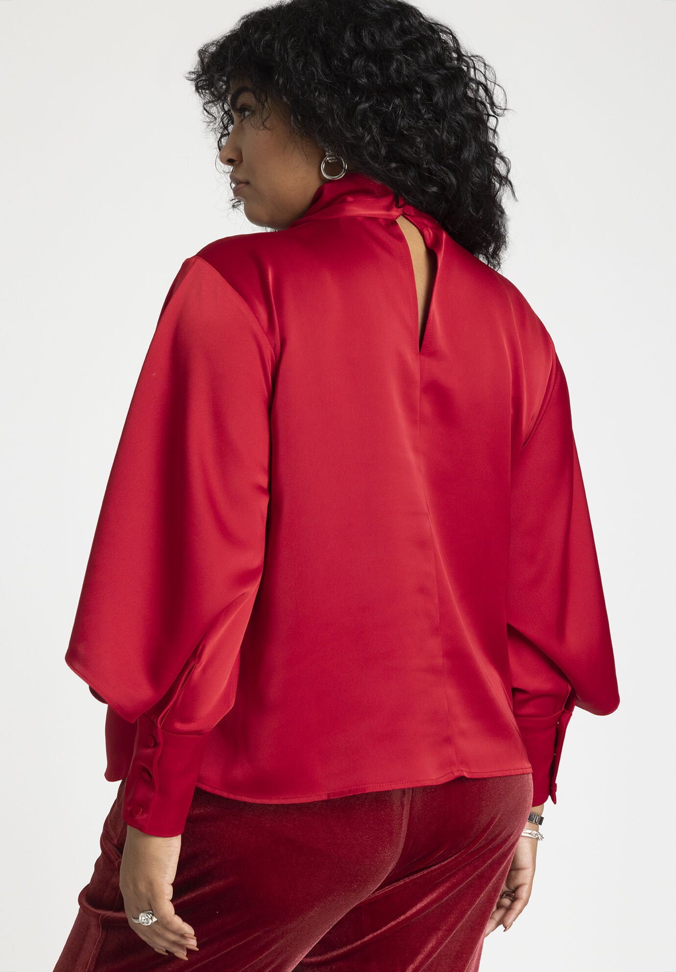 Draped Neck Satin Blouse | Eloquii