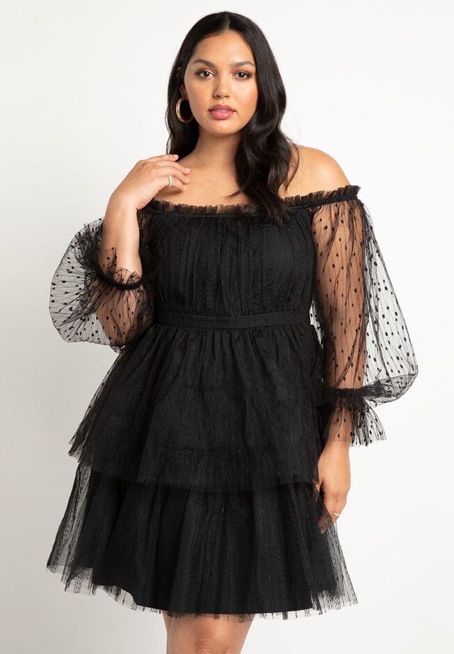 Mixed Tulle Mini Dress, , on-hover image number null