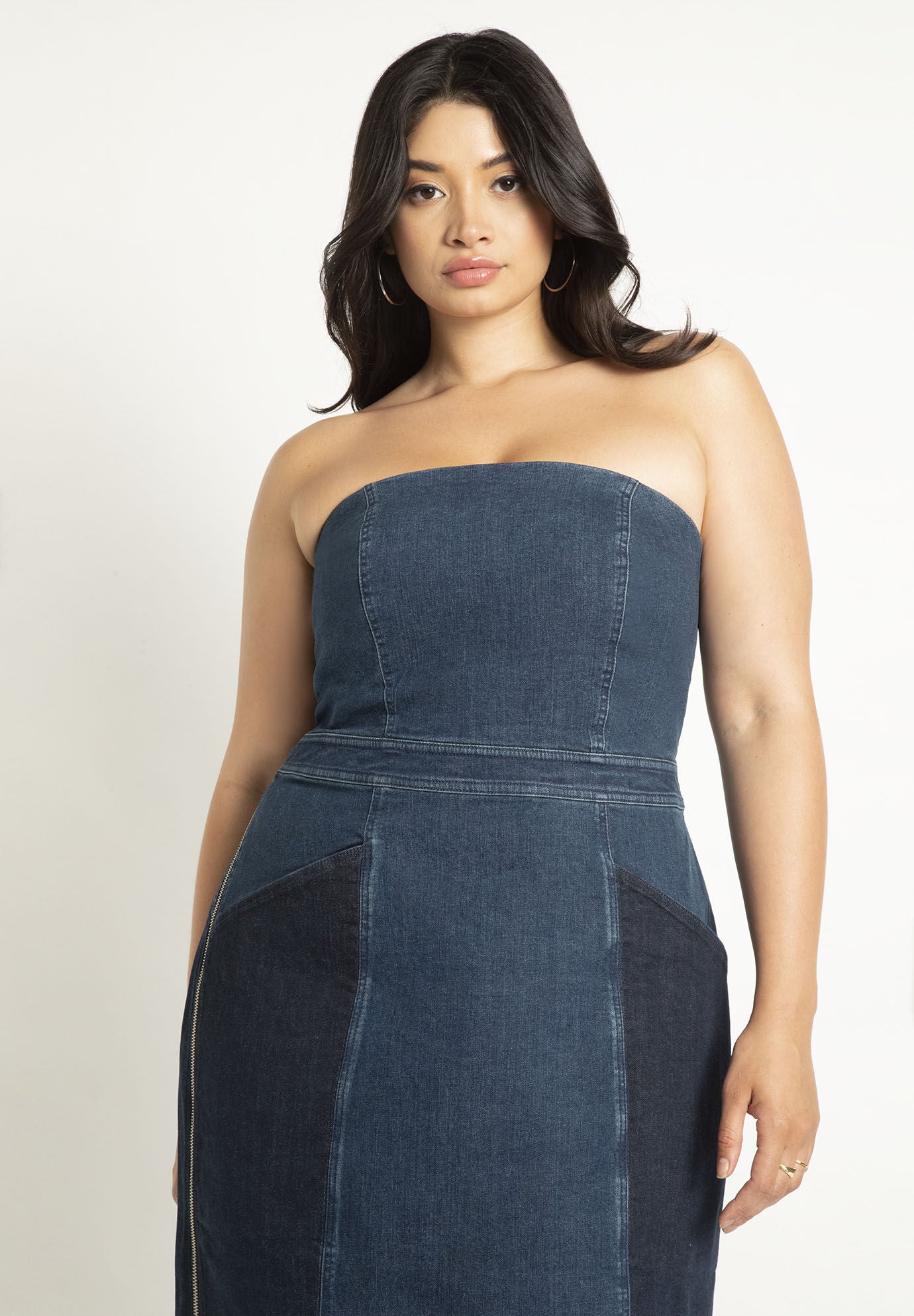 strapless denim dress