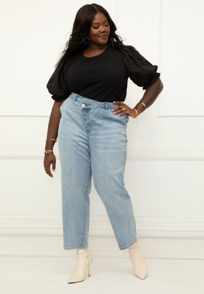 ELOQUII Elements Overlap Waist Jean, , on-hover image number null