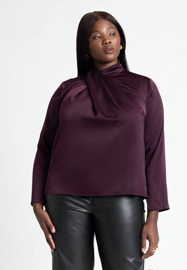 High Neck Drape Top, POTENT PURPLE, hi-res image number null