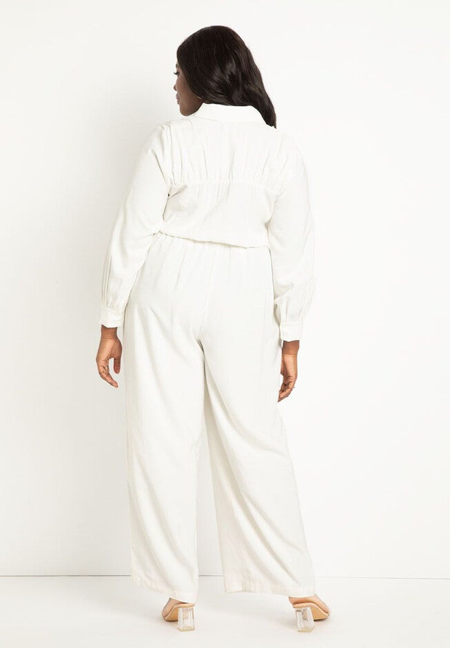 Shirred Back Relaxed Jumpsuit, , alternate image number null