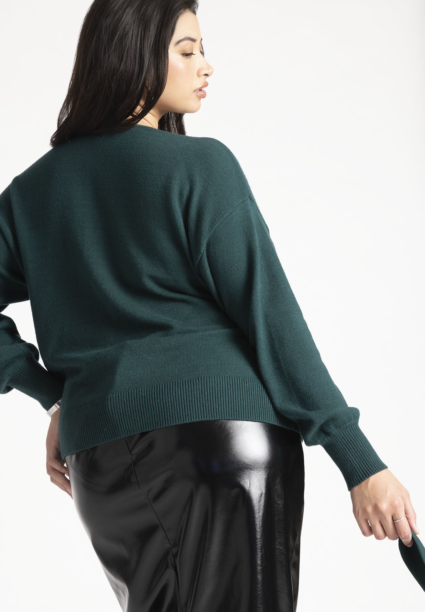 Surplice wrap sweater top