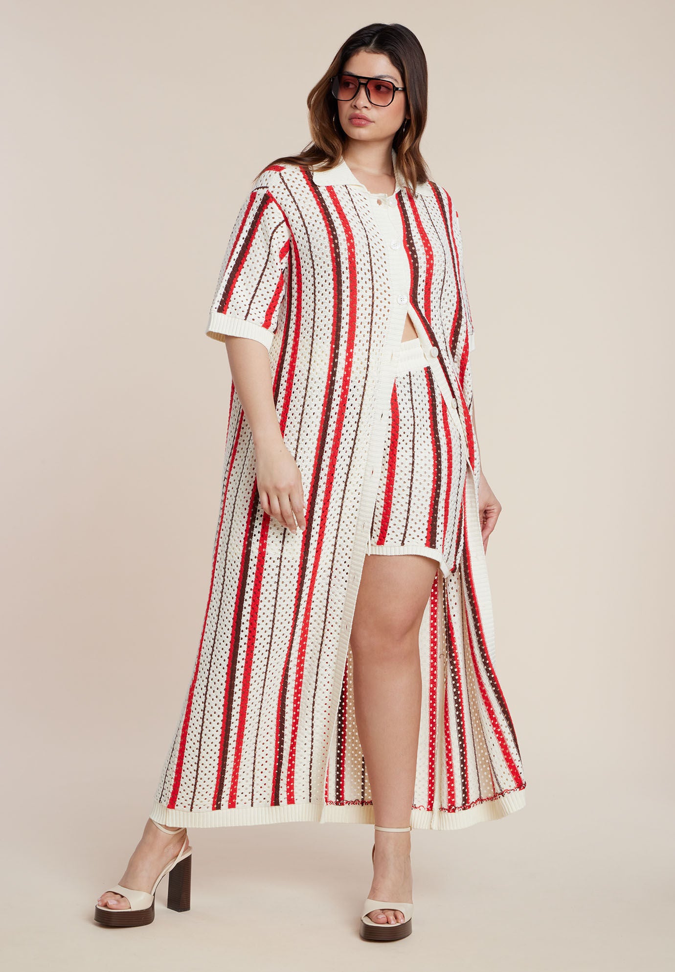 Striped Crochet Duster