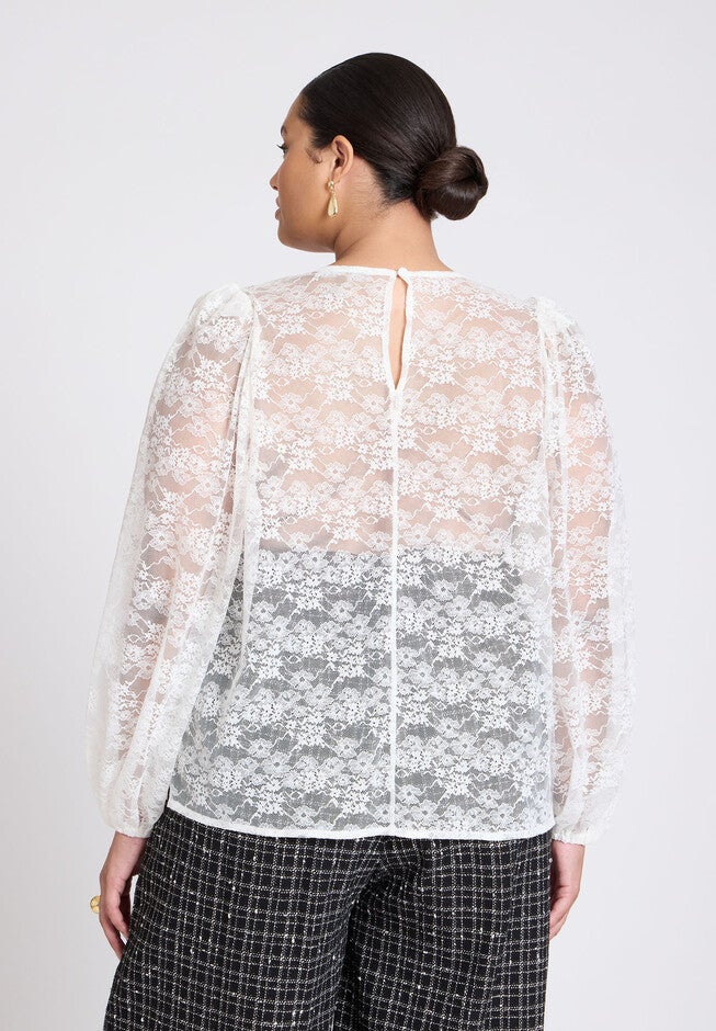 Romantic Lace Top, CREAM, on-hover image number null