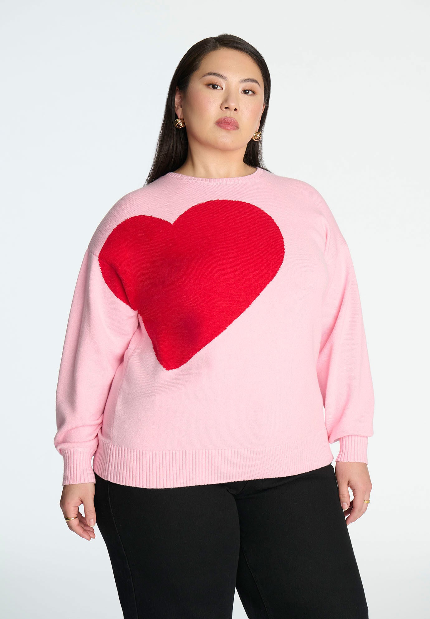 Plus size heart sweater cheap
