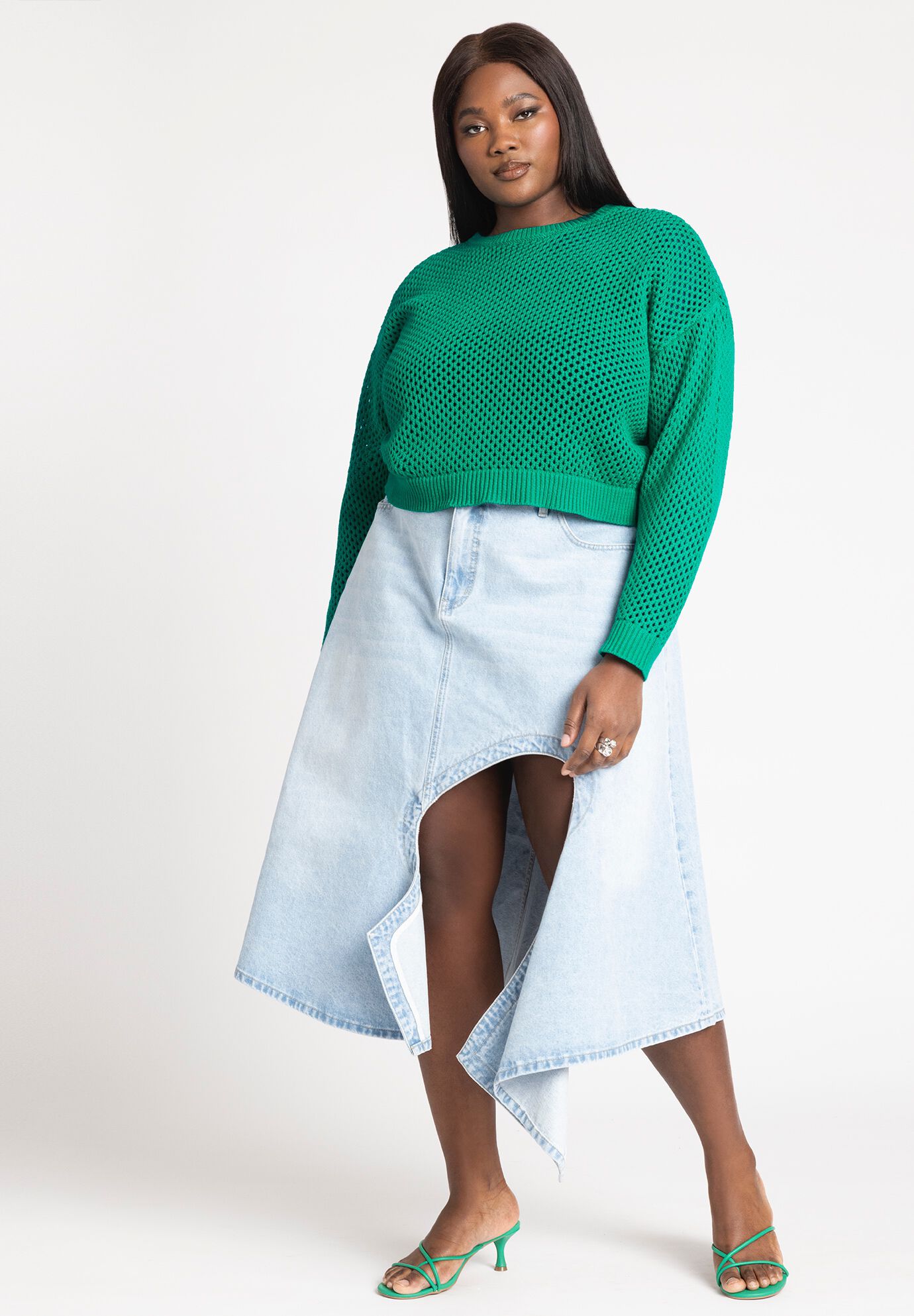 Plus Size Women Cutout Hankerchief Hem Skirt By (size 18)