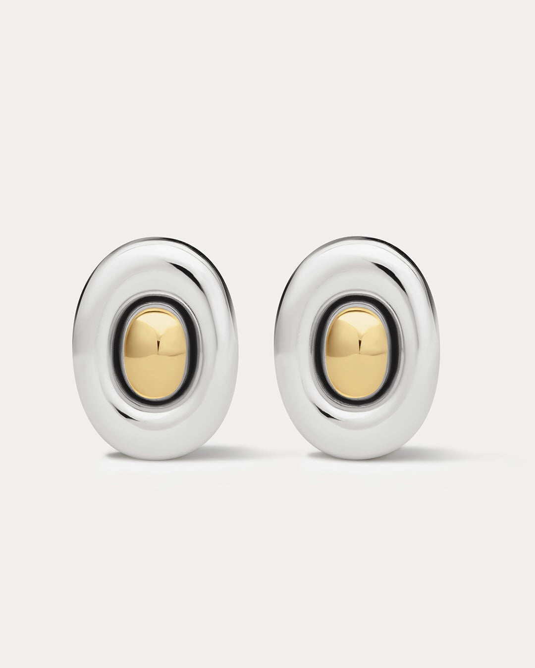 The Two Tone Chrome Orb Statement Studs, SILVER, hi-res image number 0