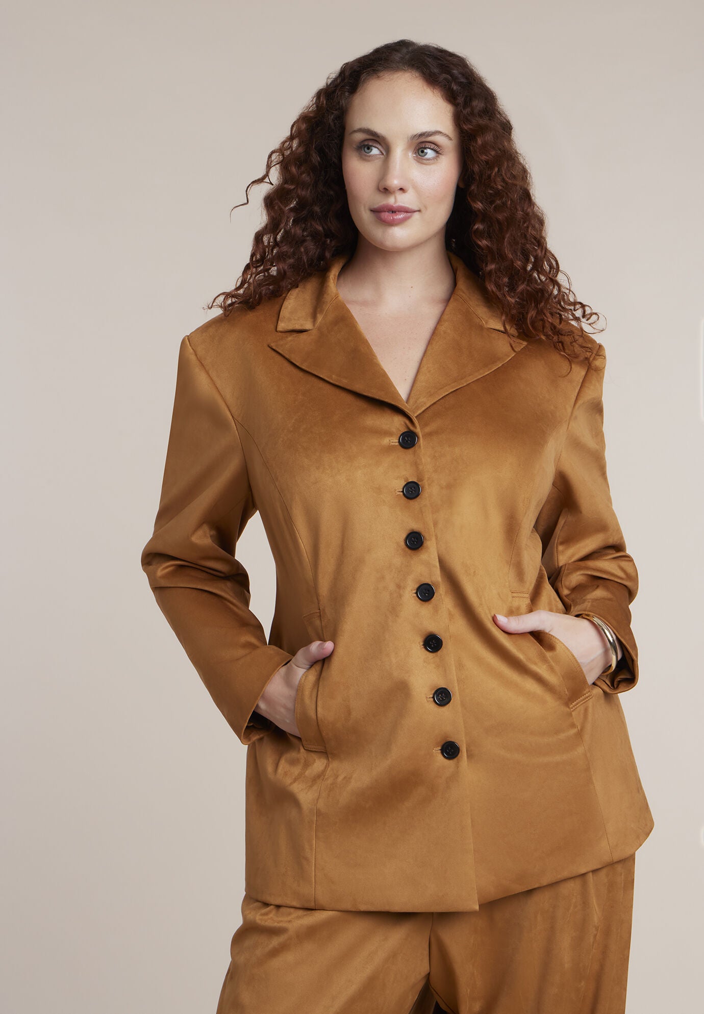 Faux Suede Fitted Jacket