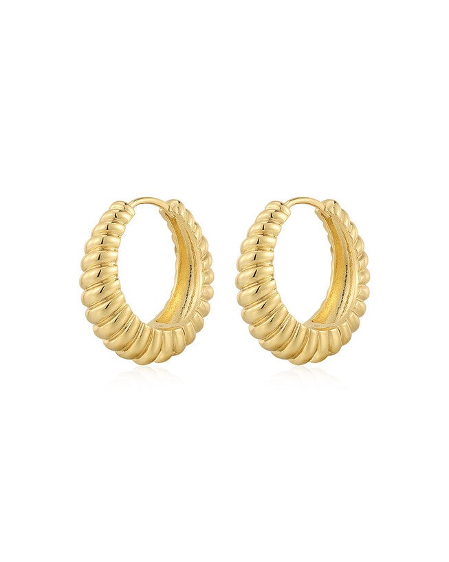 Ridged Marbella Hoops- Gold, GOLD, hi-res image number 0