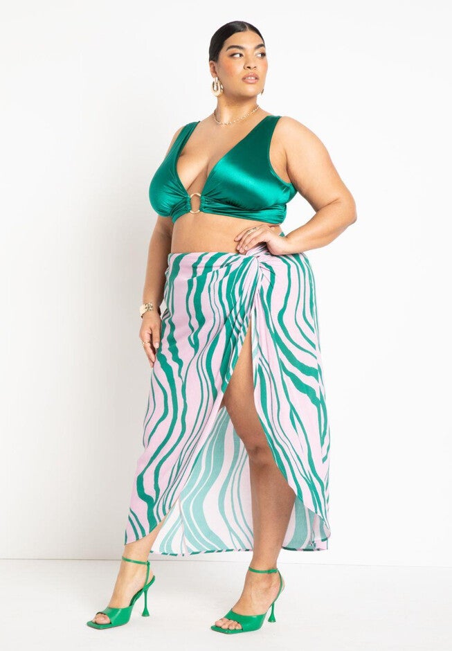 Gabi Fresh Swim x ELOQUII Twist Front Coverup Skirt, , alternate image number null