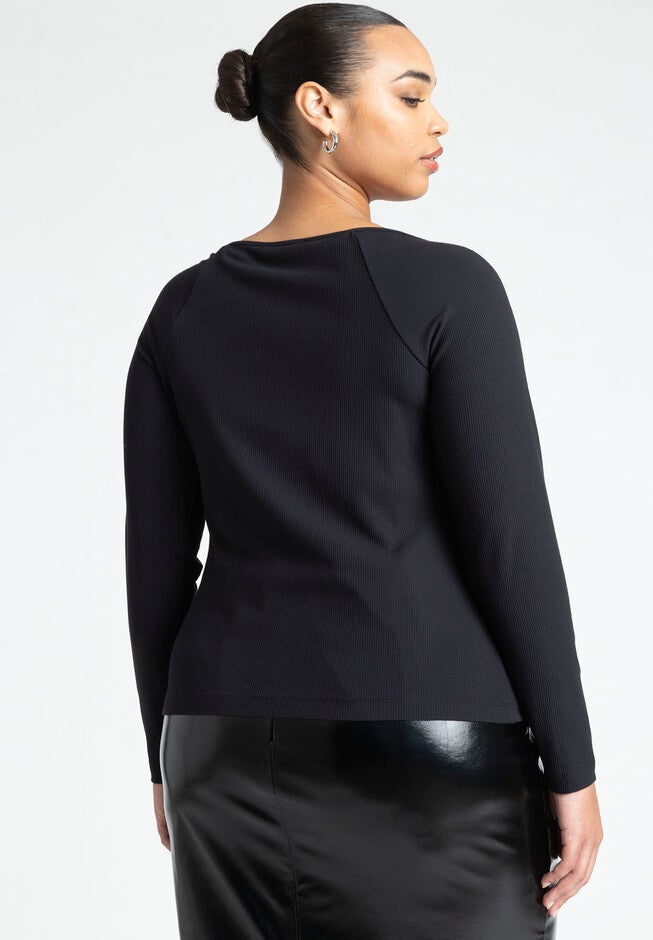 Boat Neck Top With Slit, , on-hover image number null