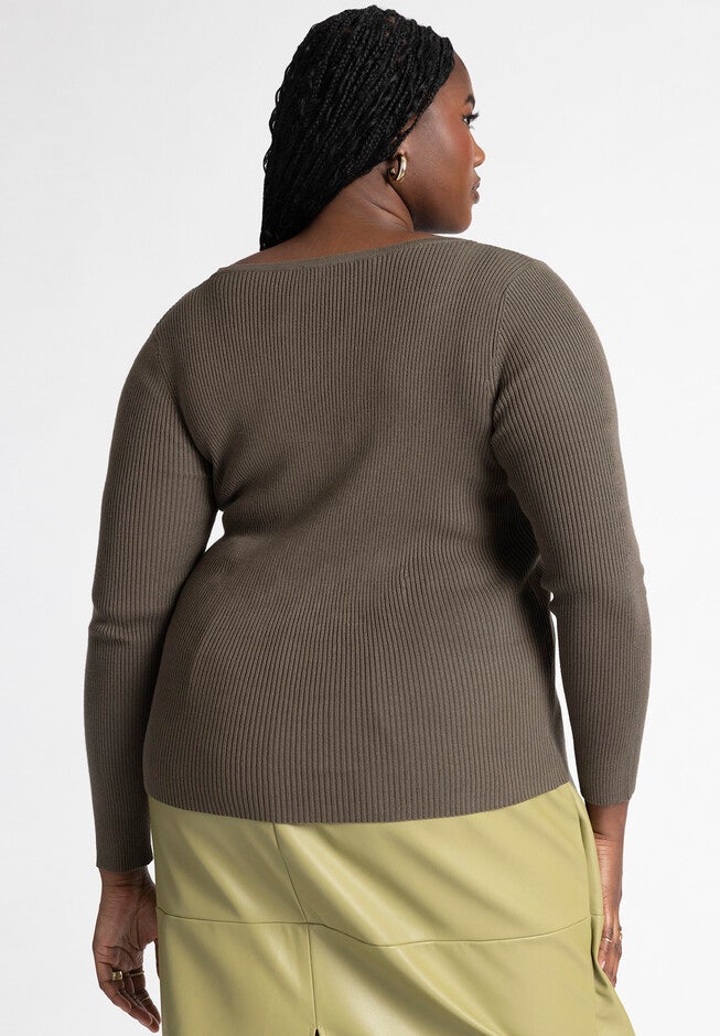 Scoop Neck Knitted Long Sleeve, , on-hover image number null