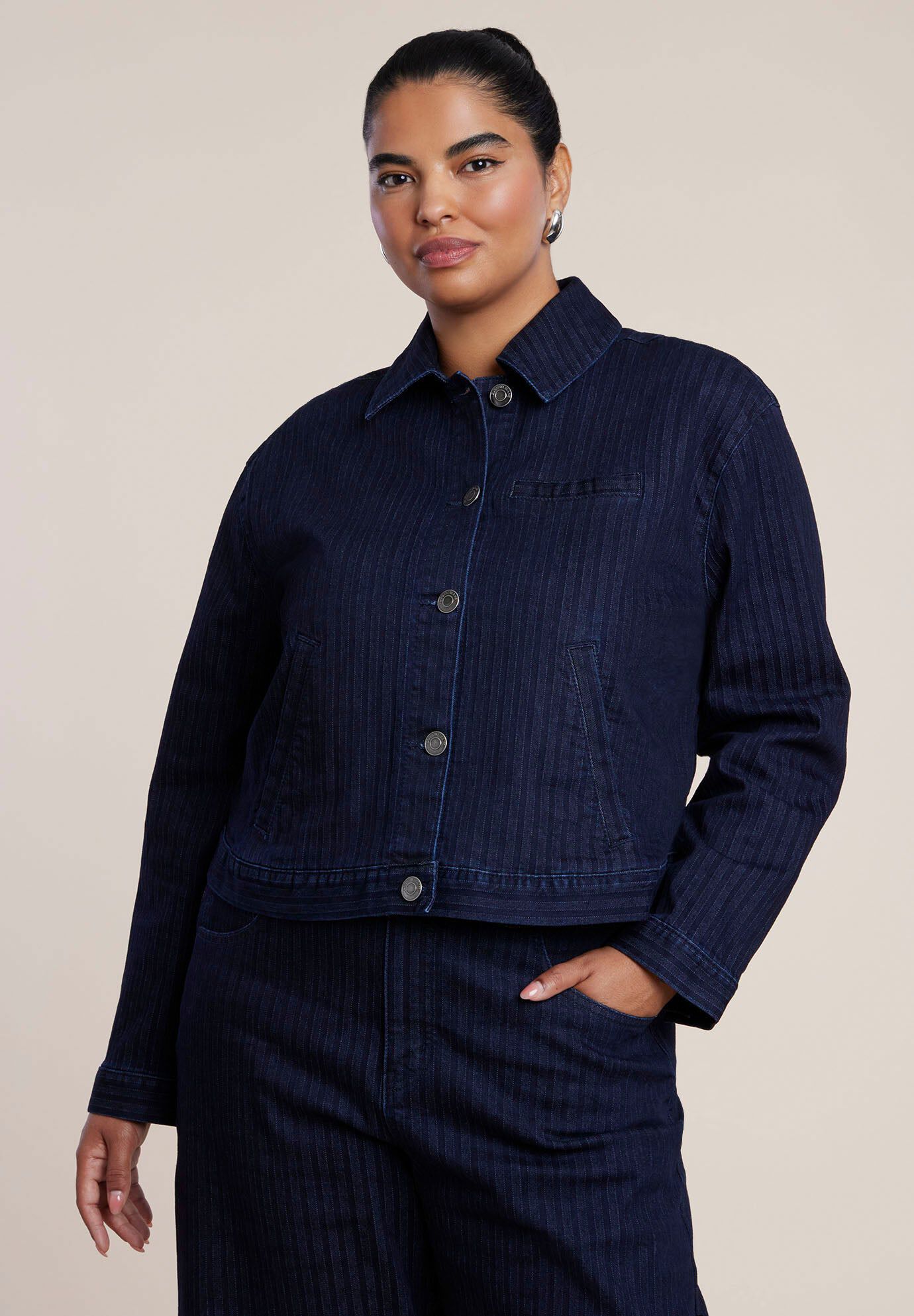 Striped Denim Trucker Jacket