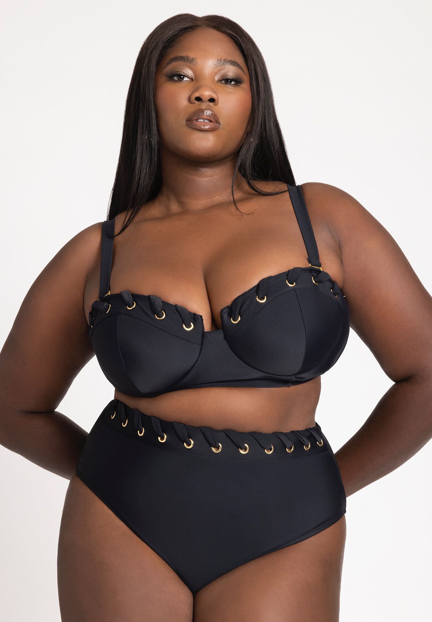 Black bikini top plus size hot sale