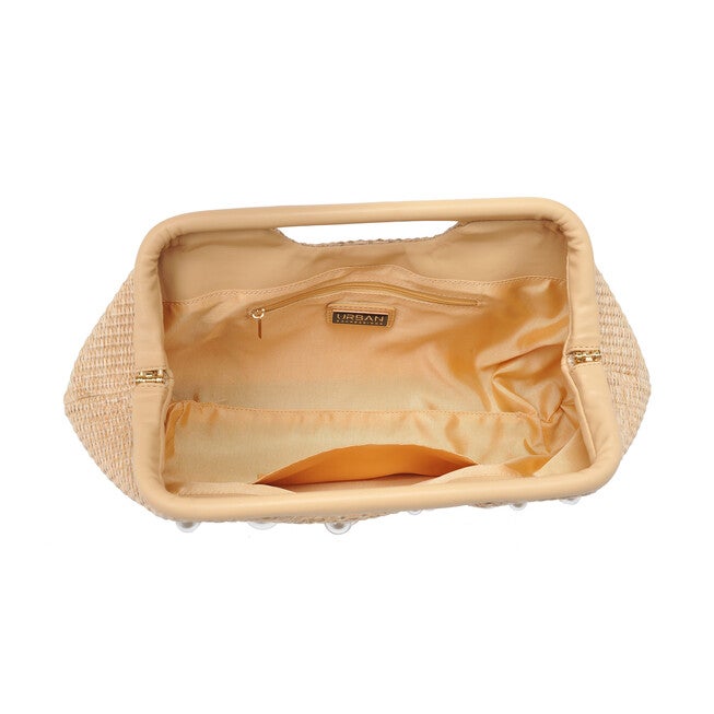 Mallory Narrow Straw Studded Evening Bag, NATURAL, alternate image number 3