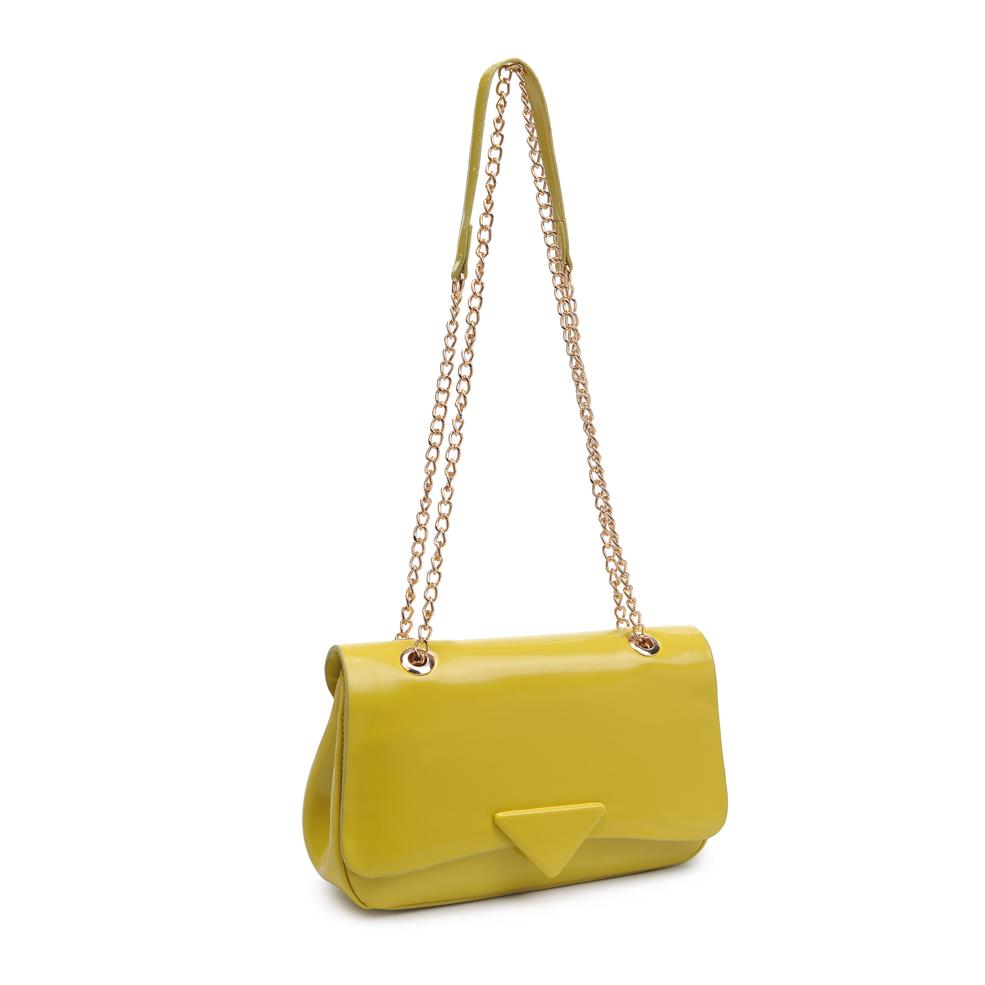 Triangle Detail Flap Bag, CHARTREUSE, on-hover image number 1