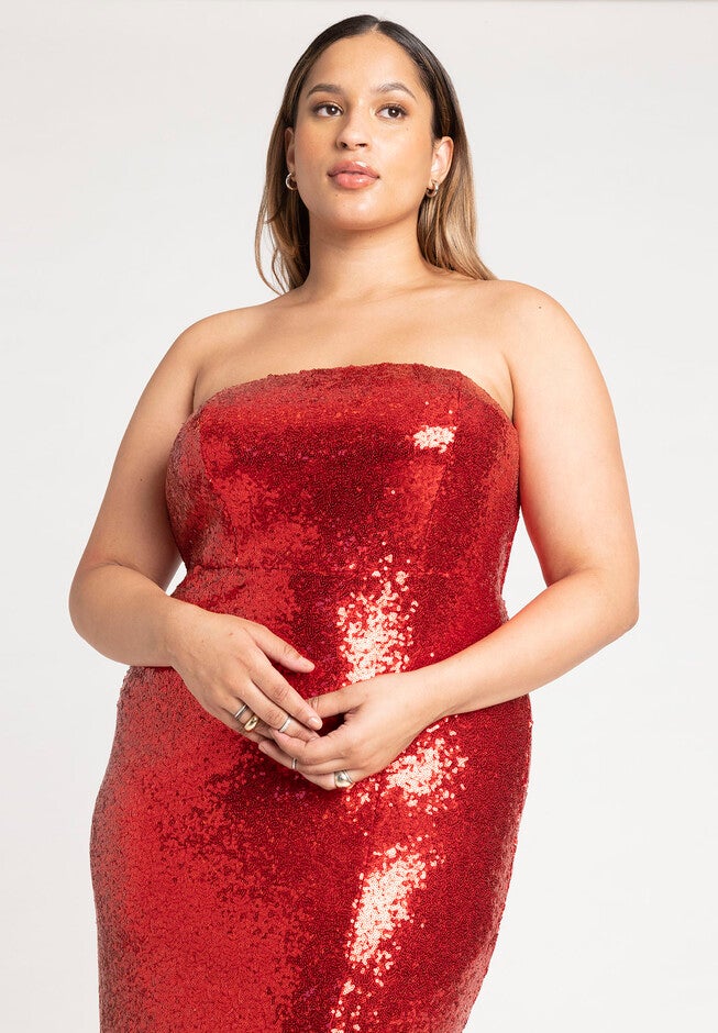 Sequin Gown with Slit, SALSA, alternate image number null