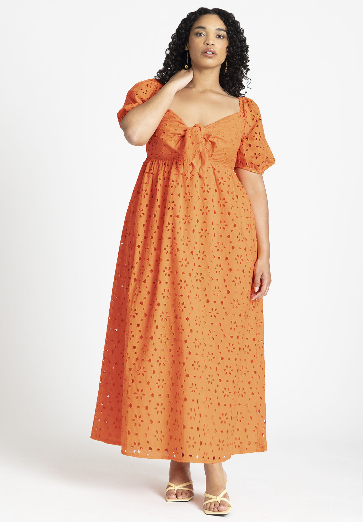 Plus Size Below the Knee Elasticized Waistline Sweetheart Full-Skirt Cotton Floral Print Maxi Dress