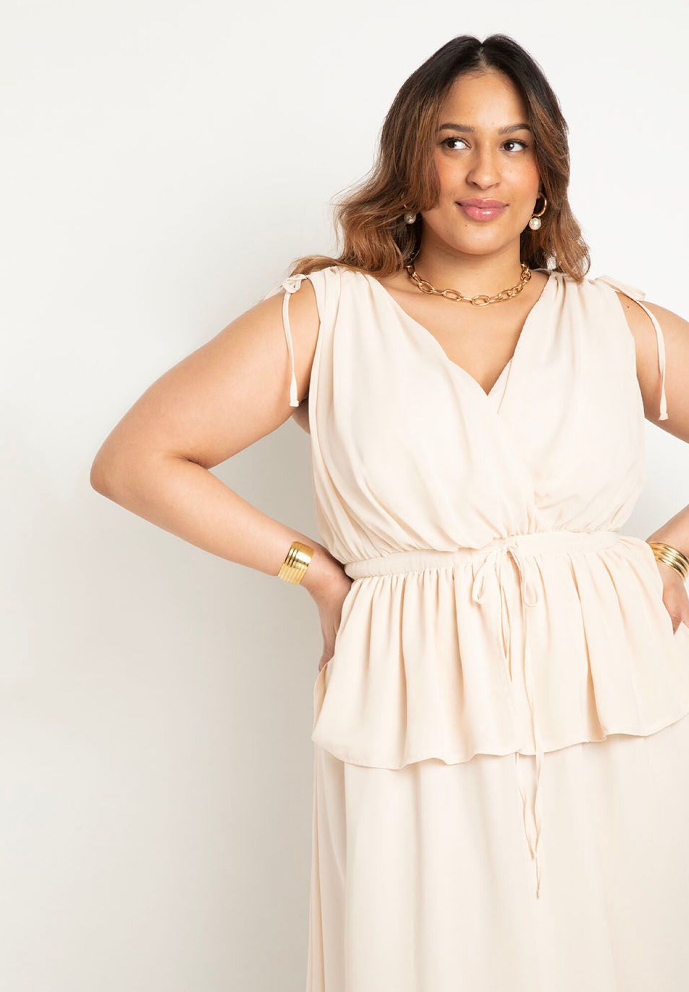 Chiffon peplum dress online
