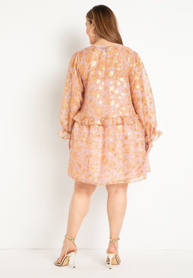 Clipped Jacquard Ruffle Mini Dress, , alternate image number null