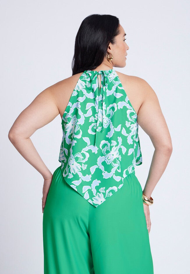 Printed Scarf Halter Top, SEASIDE GARDEN, alternate image number null